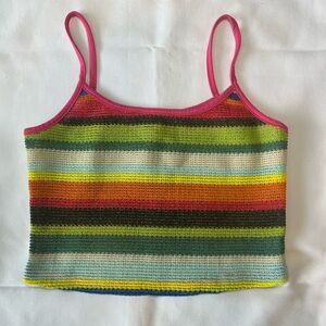 Colorful Striped Knit Tank Top Sz XS